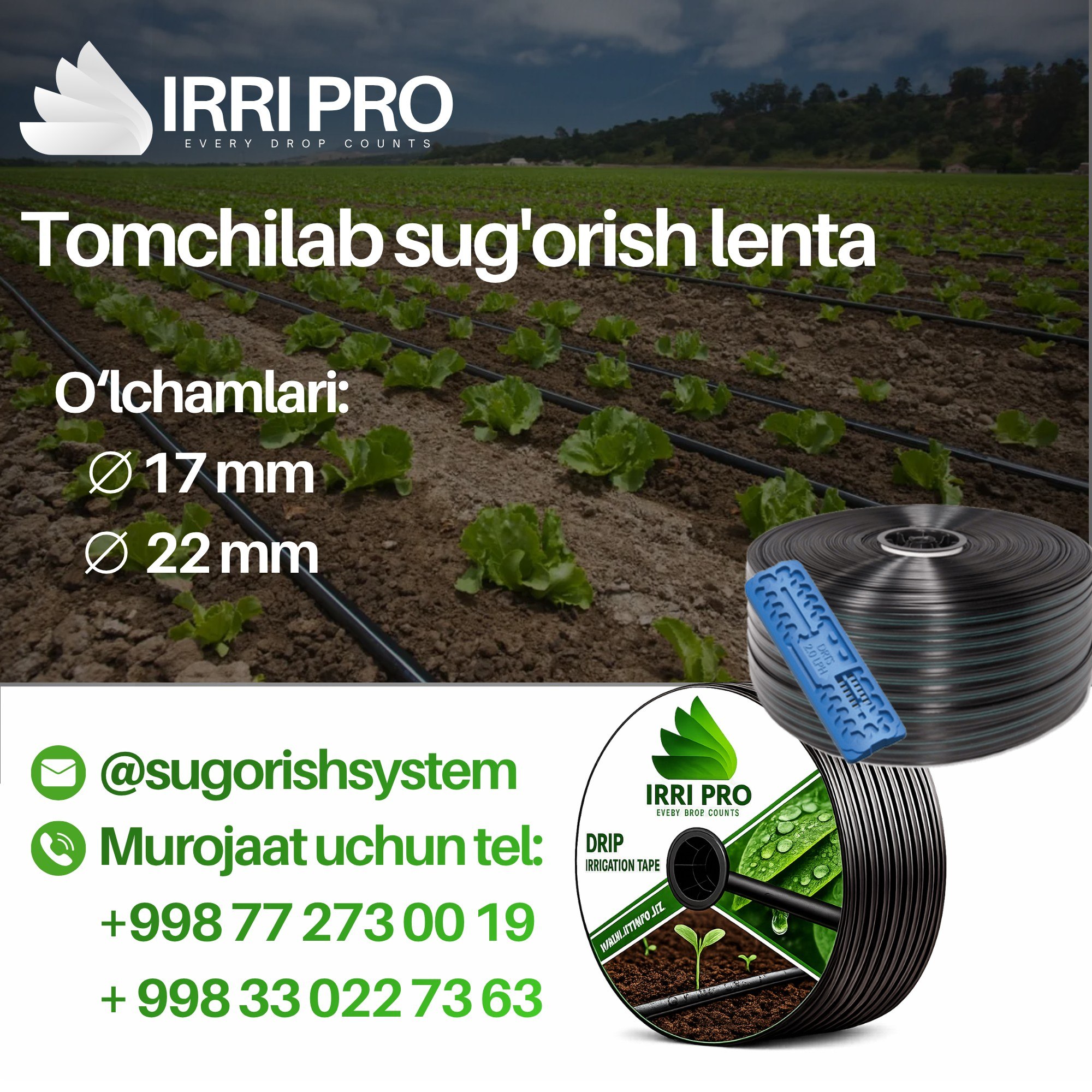 Tomchilab sug'orish lenta — sifatli va arzon