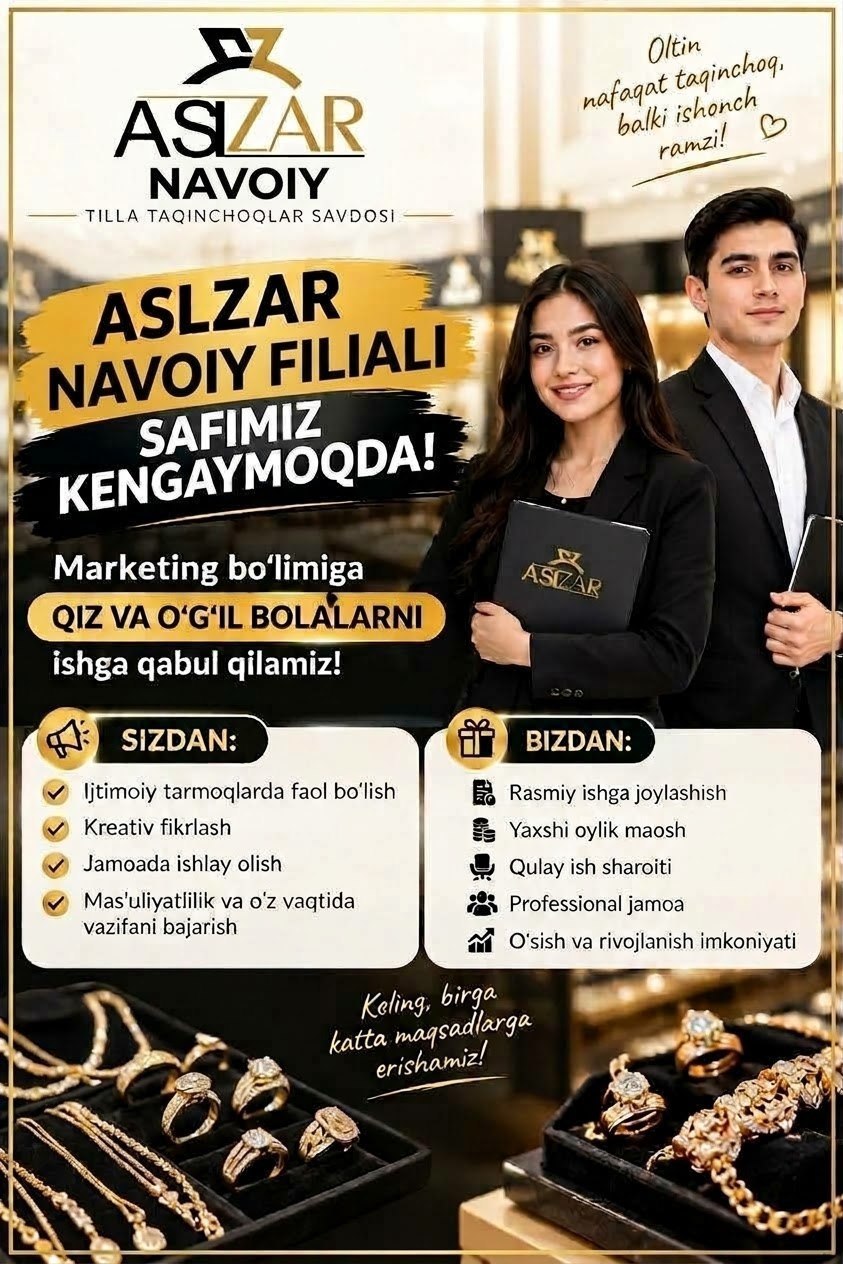 Aslzar kompaniyasi uchun xodimlar