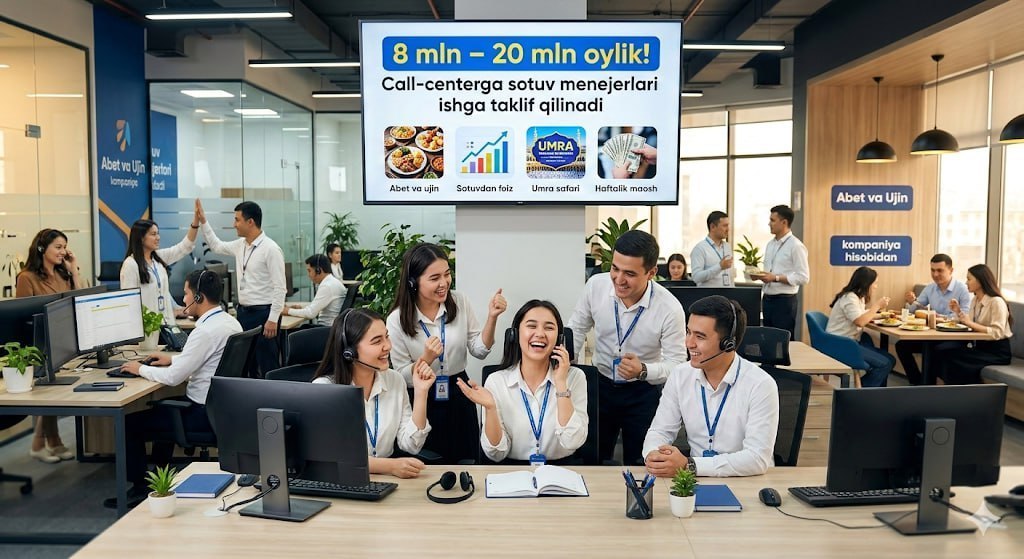 Call center registratsiya bo’limiga hodim kerak (