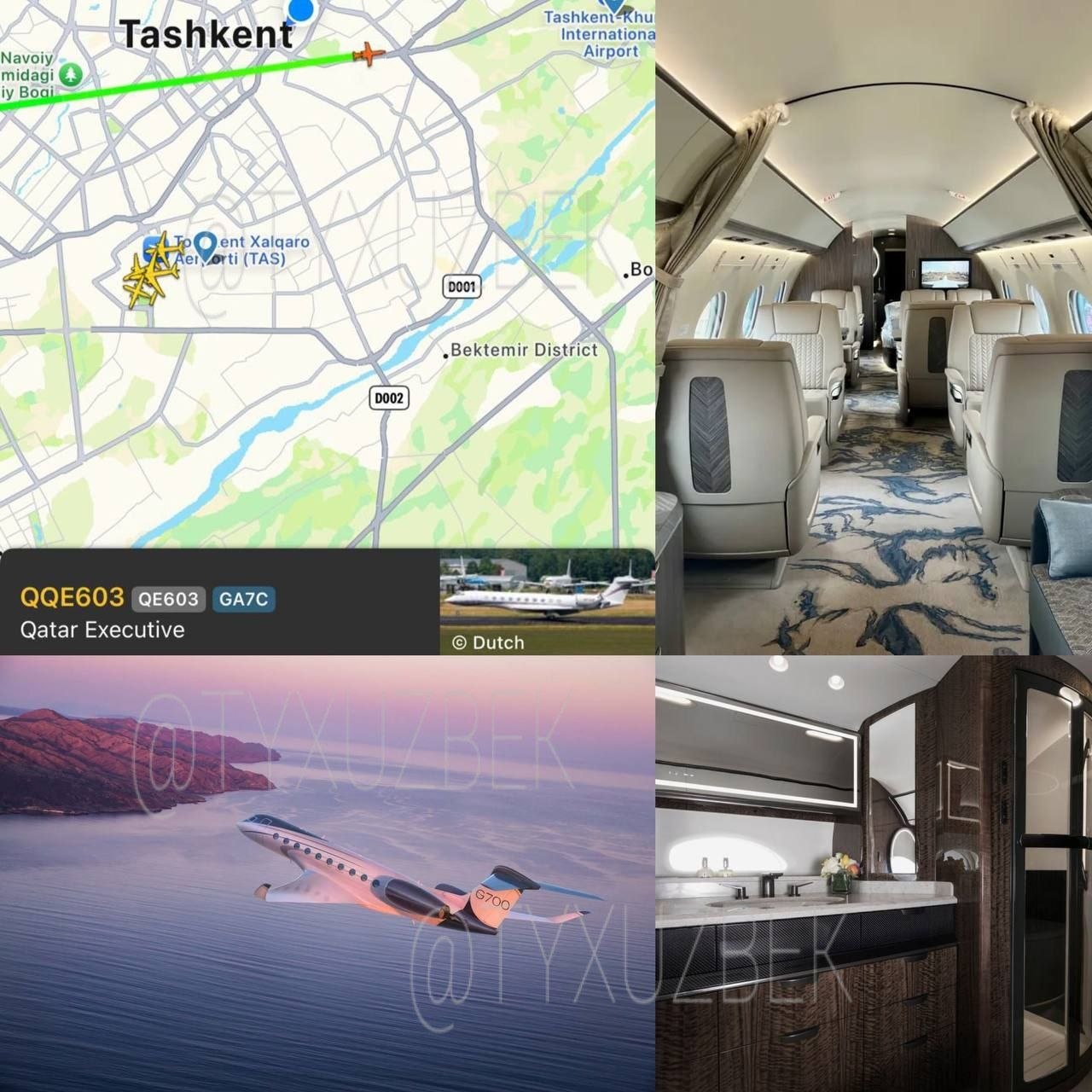 FlightRadar — да Қатар Gulfstream G700 дунёдаги энг
